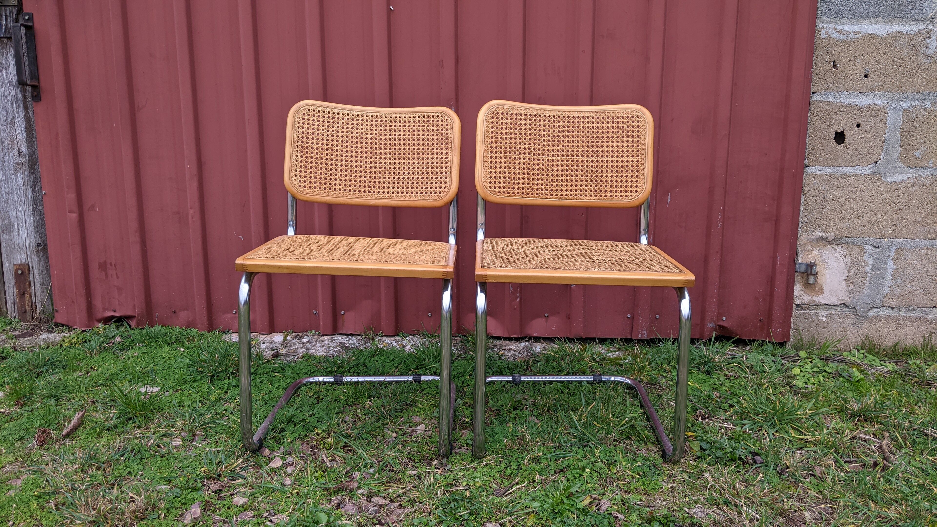 Duo of chairs B.32  cesca by Marcel Breuer