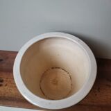 Vintage glazed ceramic flower pot with leaf pattern