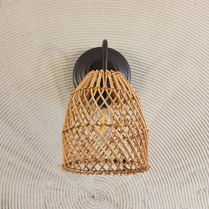 Rattan Sconce Lighting, Rattan Wall Lamp, Wicker Rattan Light, Rustic Light