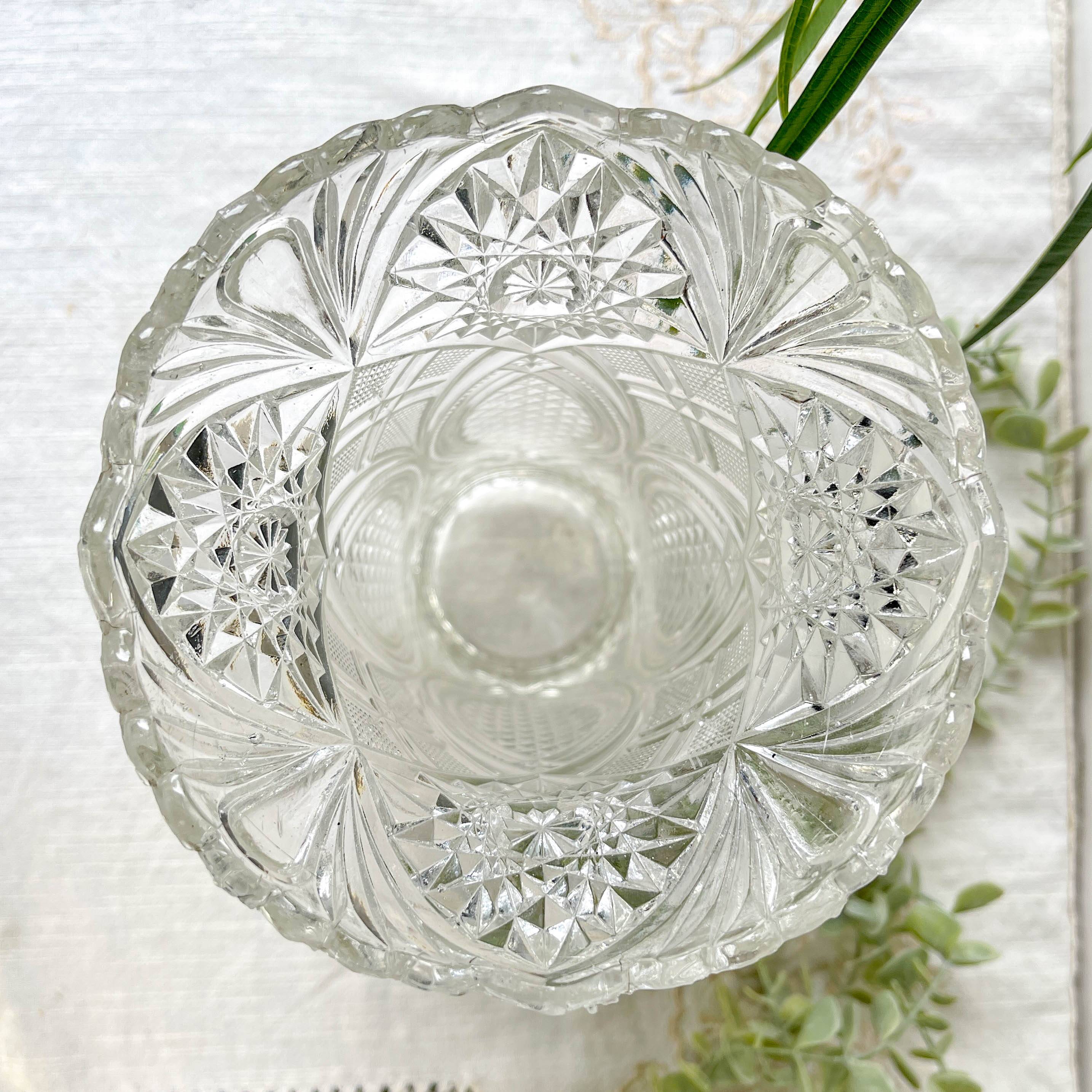 Vase vintage en verre motif géométrique