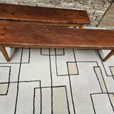 Lot deux bancs de ferme sapin vintage