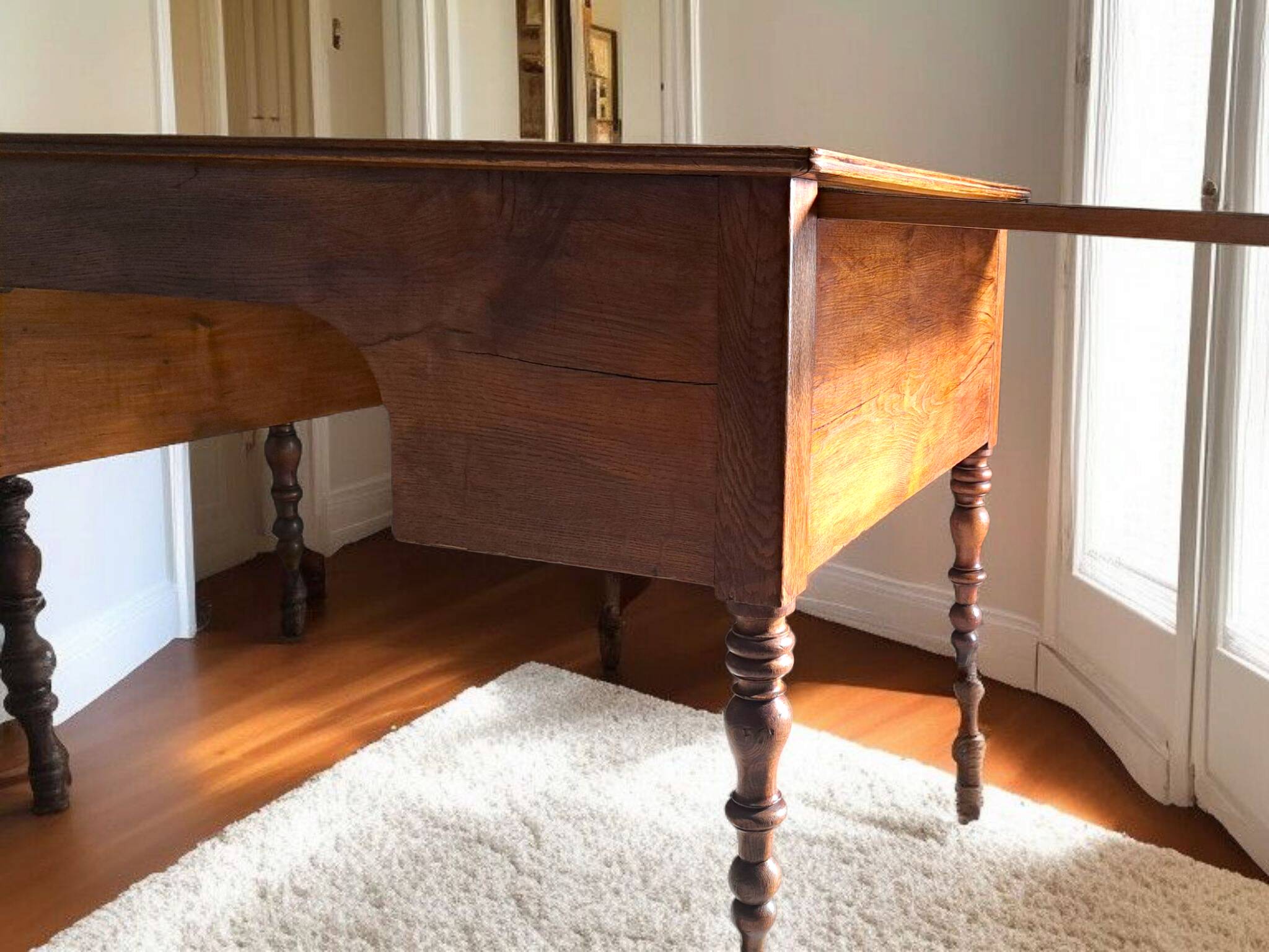 19th century Louis Philippe bureau plat in solid gilded oak