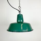 Industrial green enamel pendant lamp, 1960s