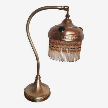 Lampe perlé en laiton d'époque 1900