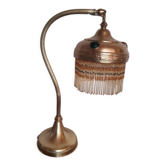Lampe perlé en laiton d'époque 1900