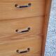 Vintage chest of drawers in golden blond oak legs compass and fins 3 drawers from the 50s