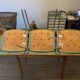 5 chaises 1 fauteuil 1970  structure chrome assise tissu vert style indus