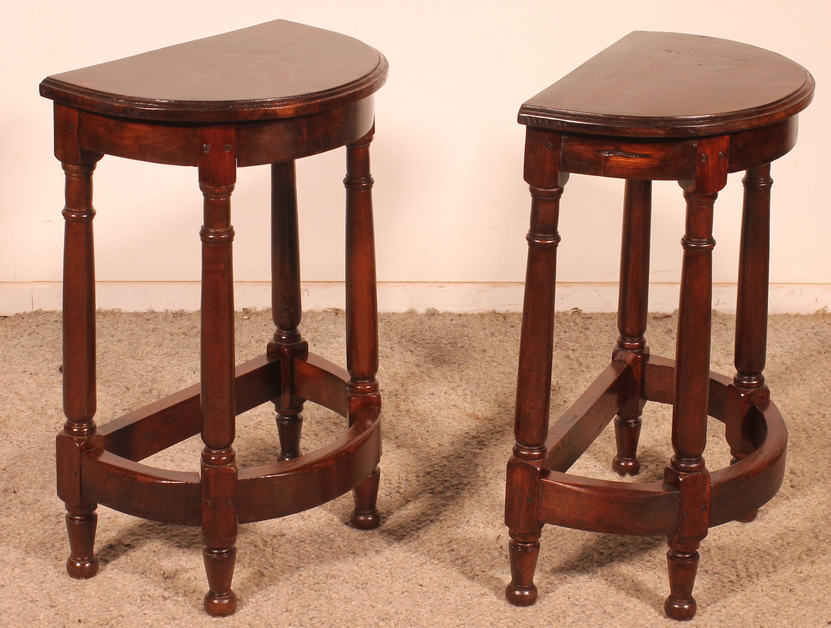Pair Of Louis XIII Style Walnut Bedside Tables Or End Tables