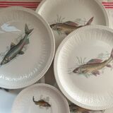 Fish set, 6 plates, sauce pot and saucer