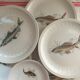 Fish set, 6 plates, sauce pot and saucer