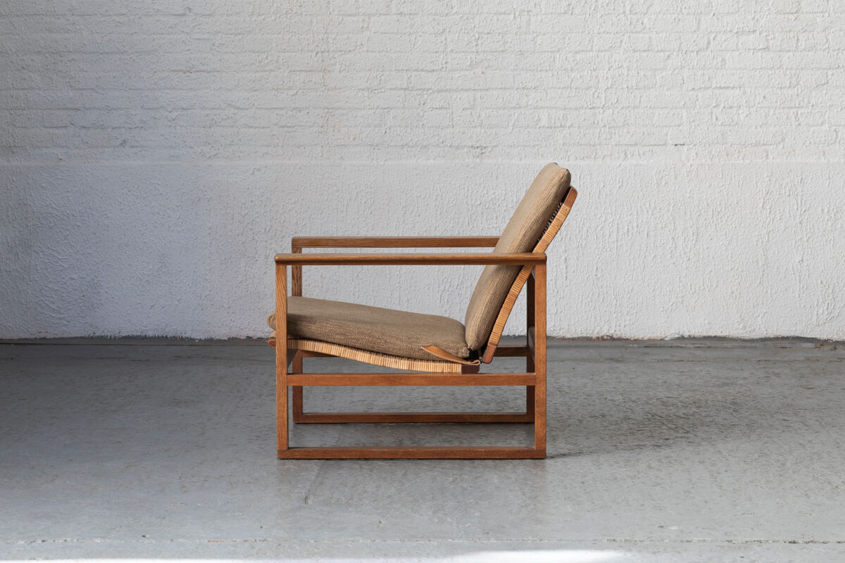 Set of 2 lounge chairs and one footrest by Borge Mogensen for Fredericia Denmark 1960’s