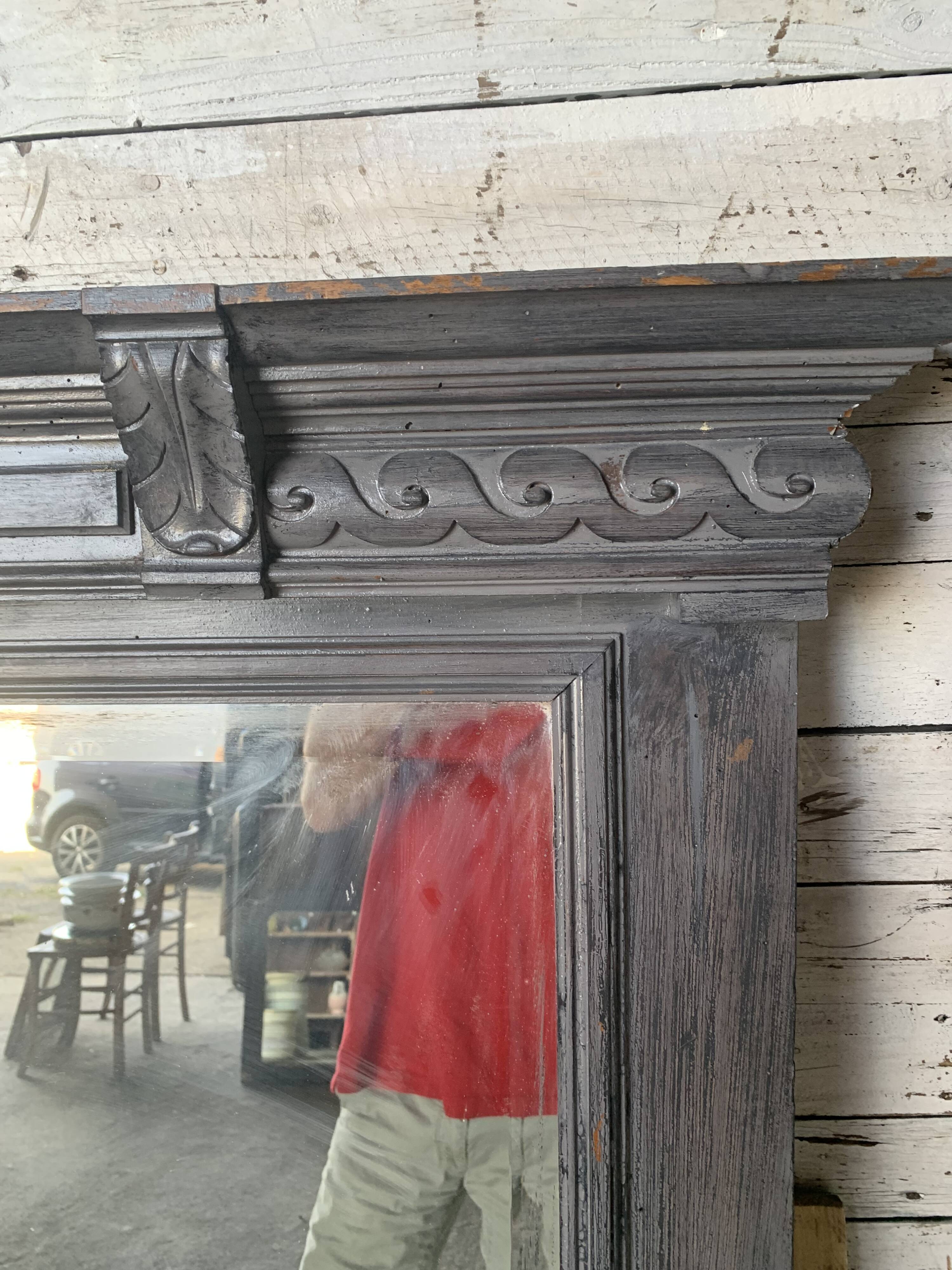 Wooden mirror with juice patina