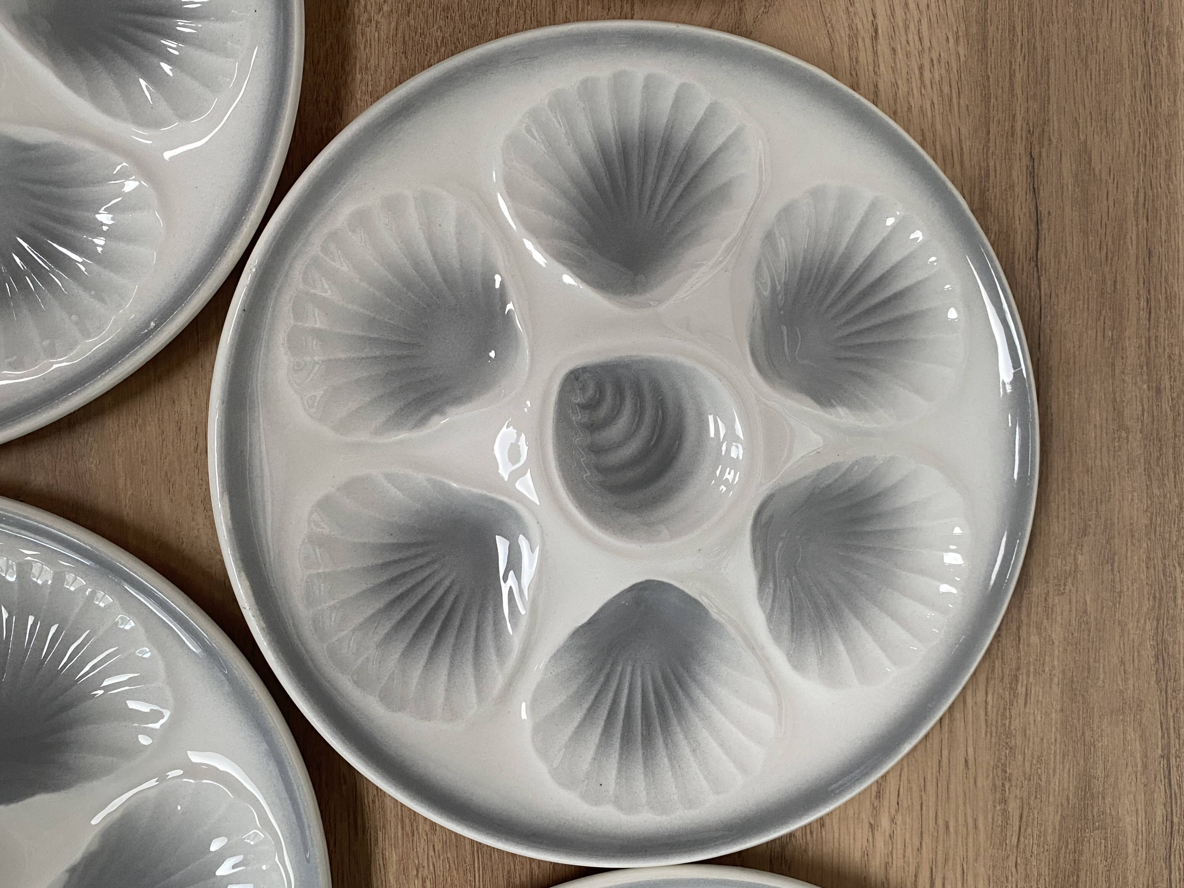 Set of 6 oyster plates Moulin des loups Orchies