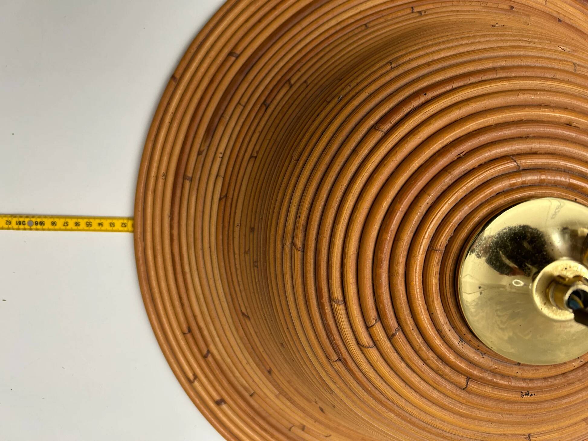 Bell-shaped reed suspension, in the style of Vivai Del Sud, Italy, 1960s.