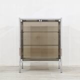Chrome metal display cabinet with smoked glass – modernist design, 1920s.