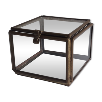 Old brass and glass showcase box