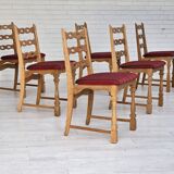 1970s, set 6 pcs of Danish dinning chairs, original good condition, furniture wool.