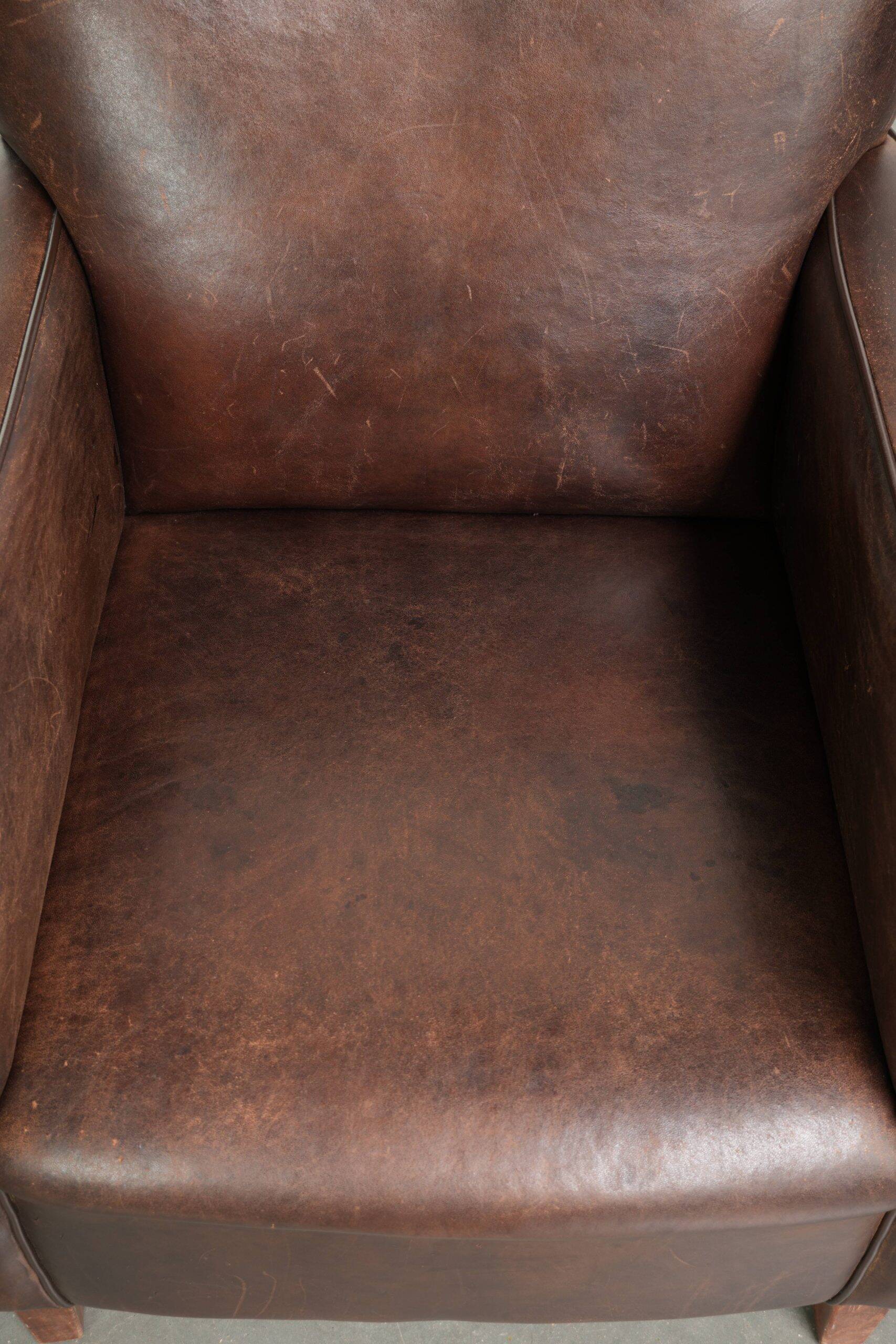 Sturdy set of vintage sheepskin armchairs with a nice English design