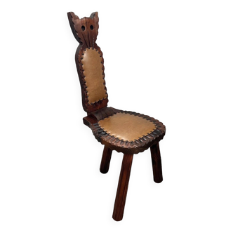 Tabouret tripode pliant avec dossier chat