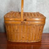 Antique Bressan Basket Fishing Net Wicker Woven Vintage #C072