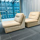 Pair of vintage beige velvet chairs