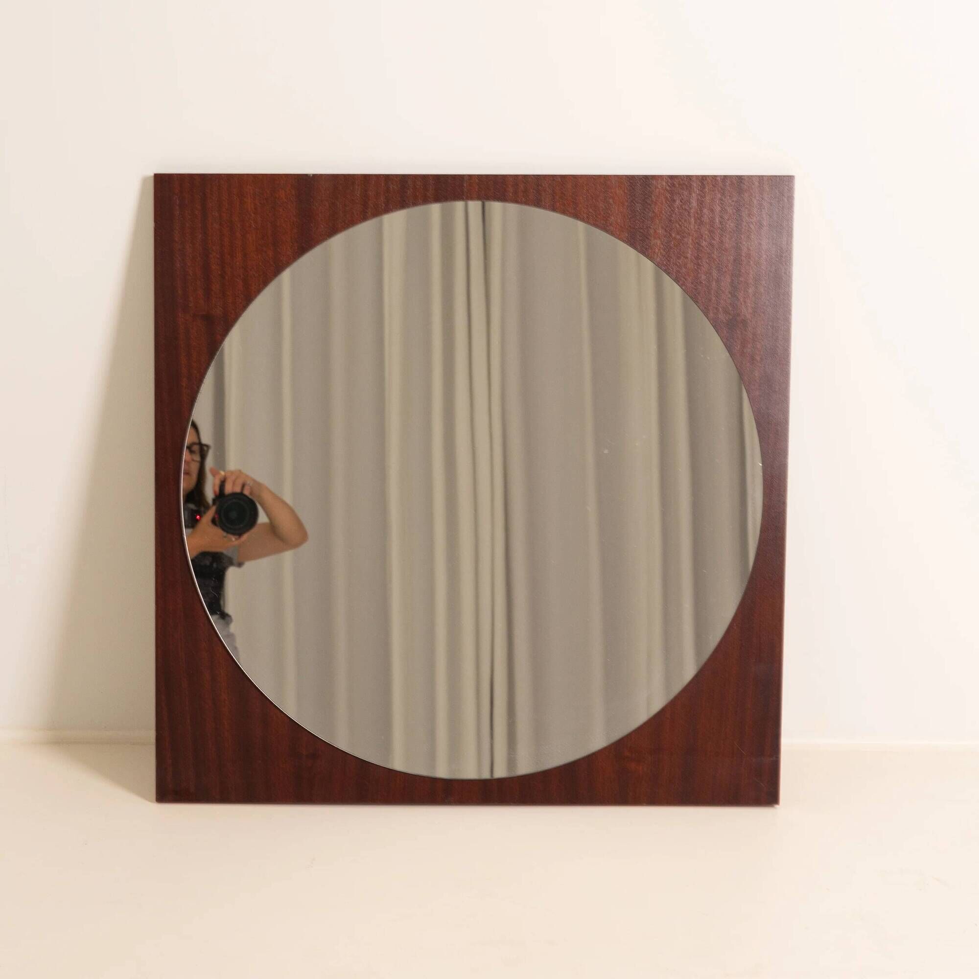 Rosewood Veneer Geometric Mirror