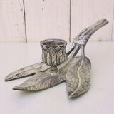 Silver bronze hand candle holder XIXth
