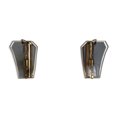 Pair of brass and curved glass wall lamps from the 80s