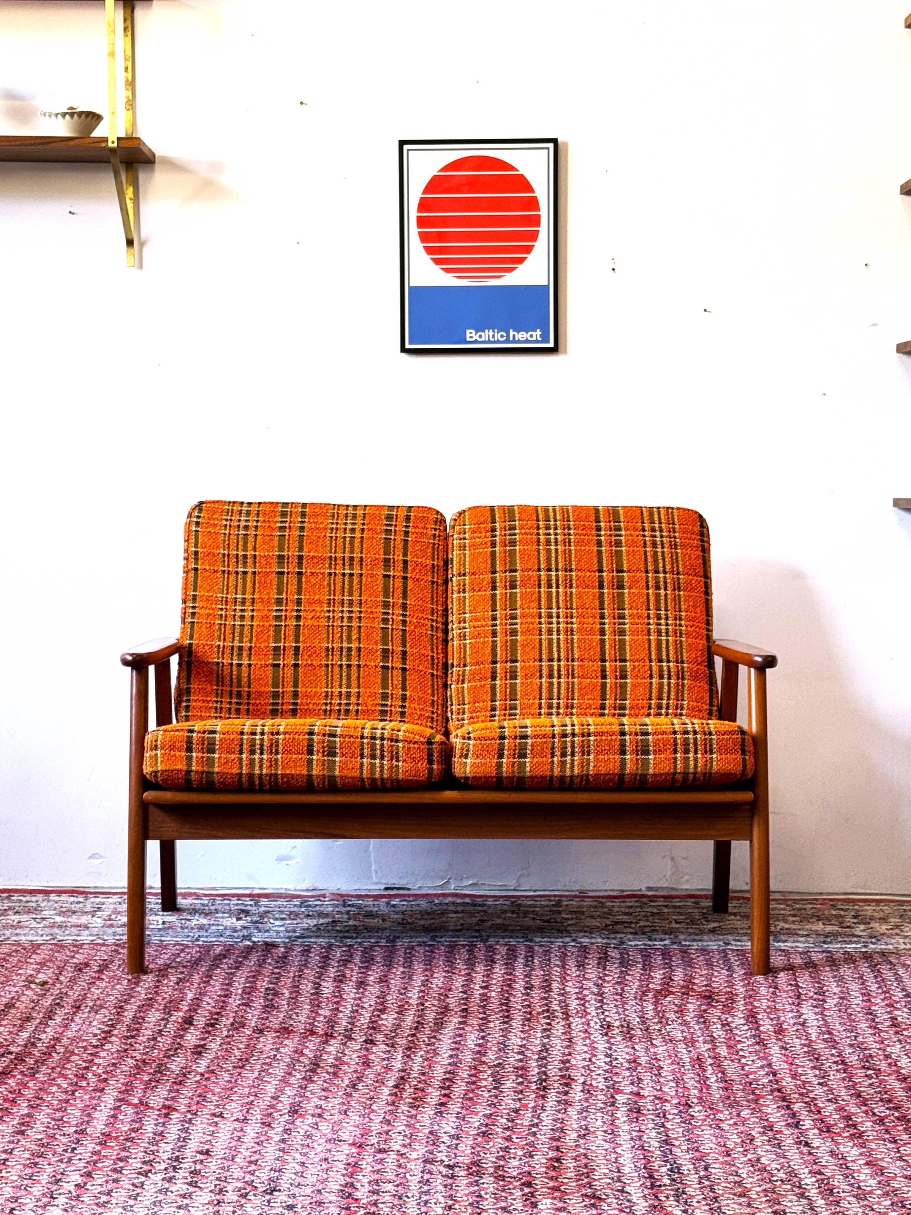 Teak and wool sofa, Denmark 60s/70s, vintage, mid-c modern