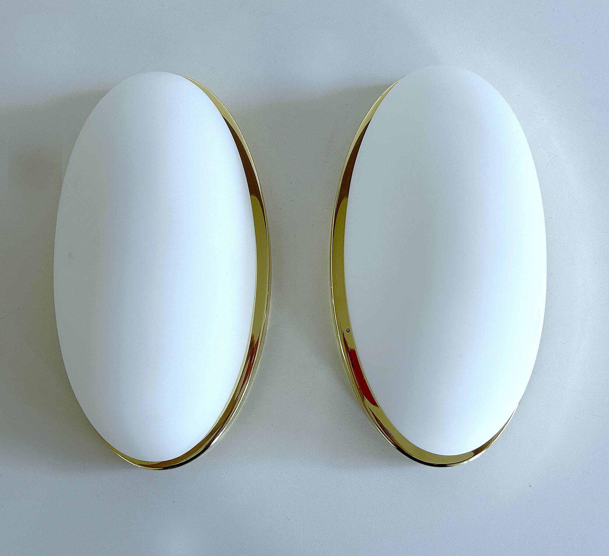 Pair of Vintage Limbourg Wall Lights, Brass Glass