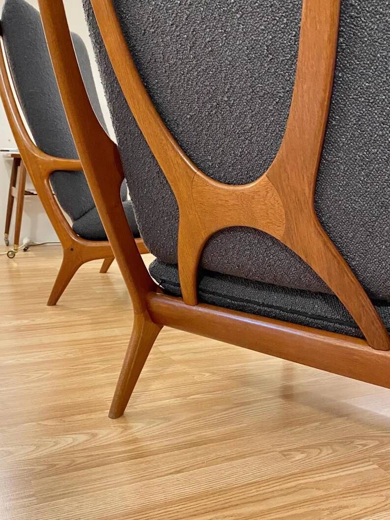 Pair of Scandinavian armchairs by Edvard Valentinsen for Fraska, Denmark 1960s.