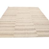Striped Pattern Brown & Cream Vintage Kilim Rug, 220x300Cm