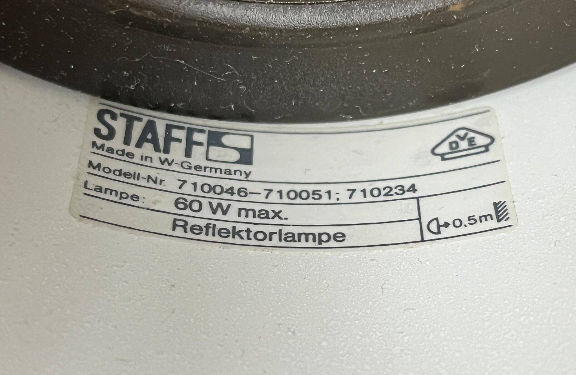 Mid-century German Space Age wall lamps or ceiling lights by Arnold Berges for Staff Leuchten, 1970s, set of 7.