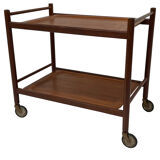 Serving trolley side table in teak veneer  1960