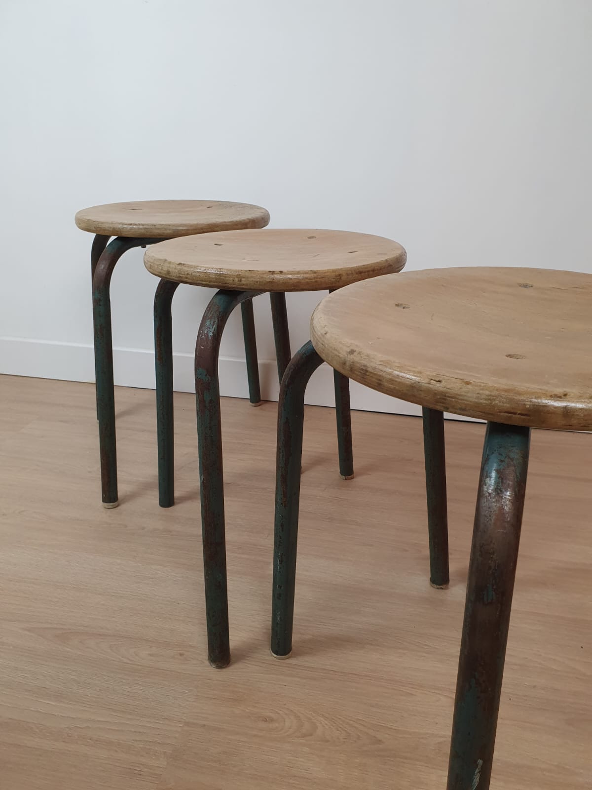 Lot three workshop stools 50s