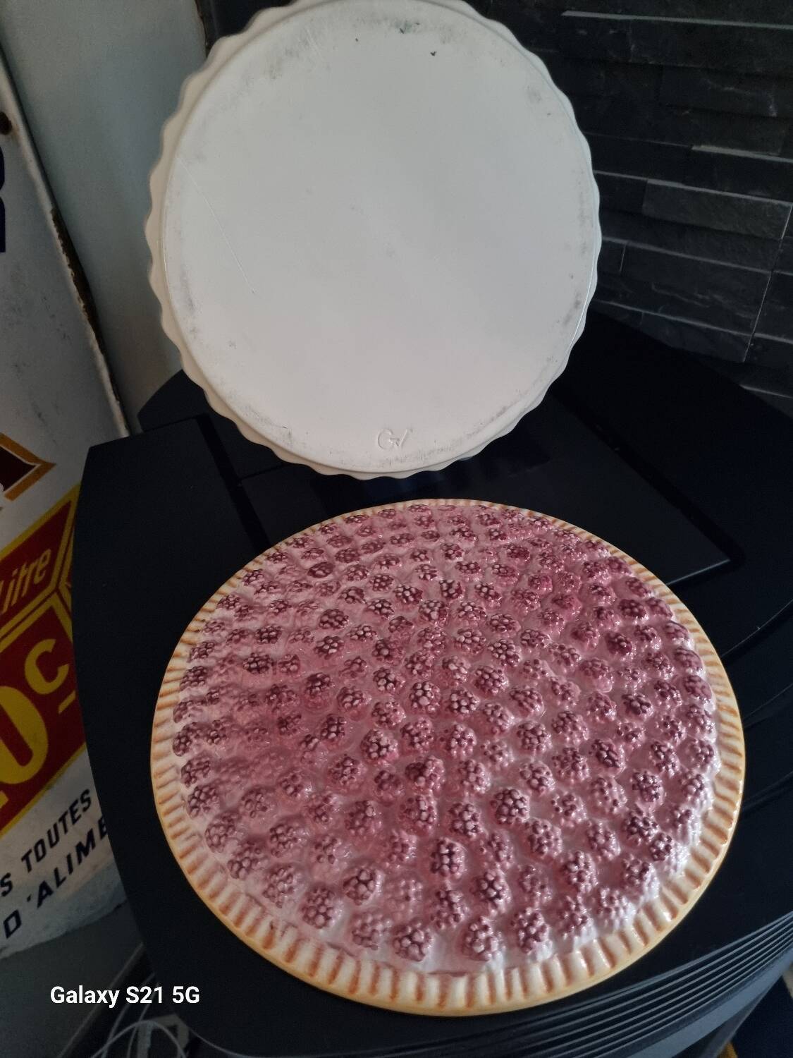 Plat tarte barbotine années 50