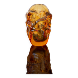 Vase en cristal fait main moderne du milieu du siècle en orange vif, Börne Augustsson