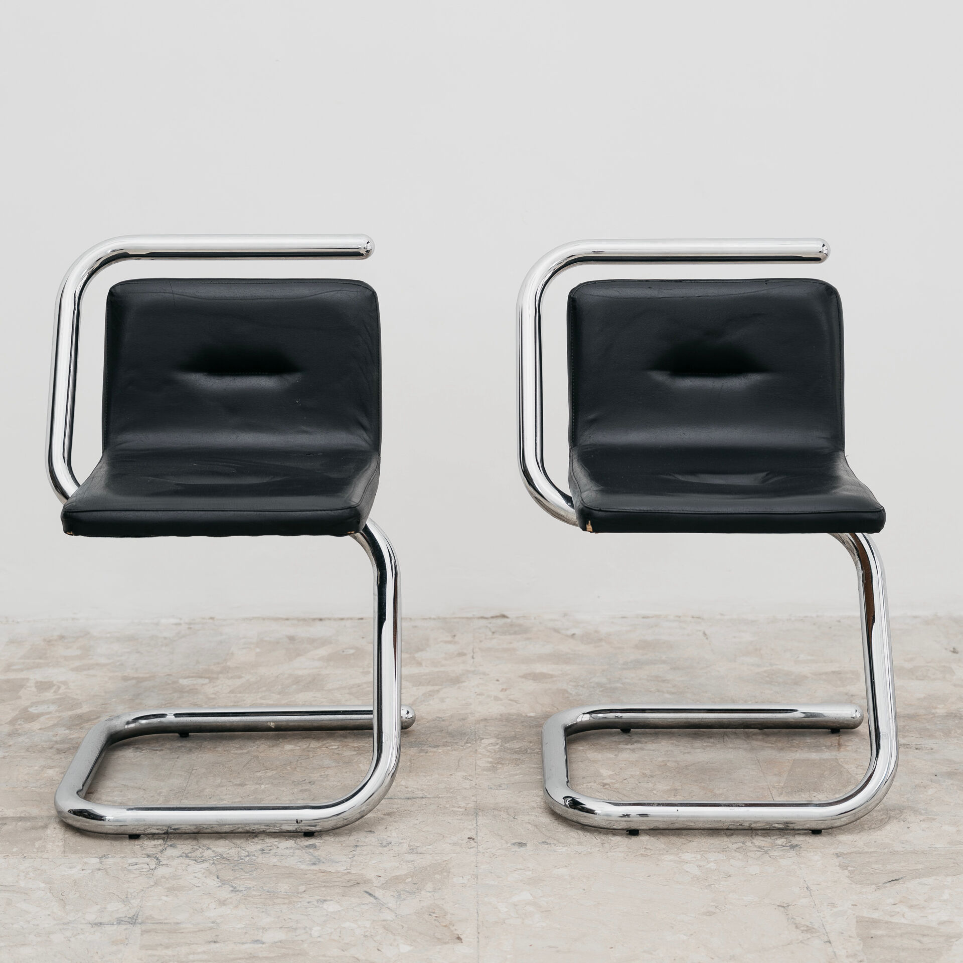 Luigi Bardini Coppia Di Poltroncine Design Anni ‘70 Chrome Tubular