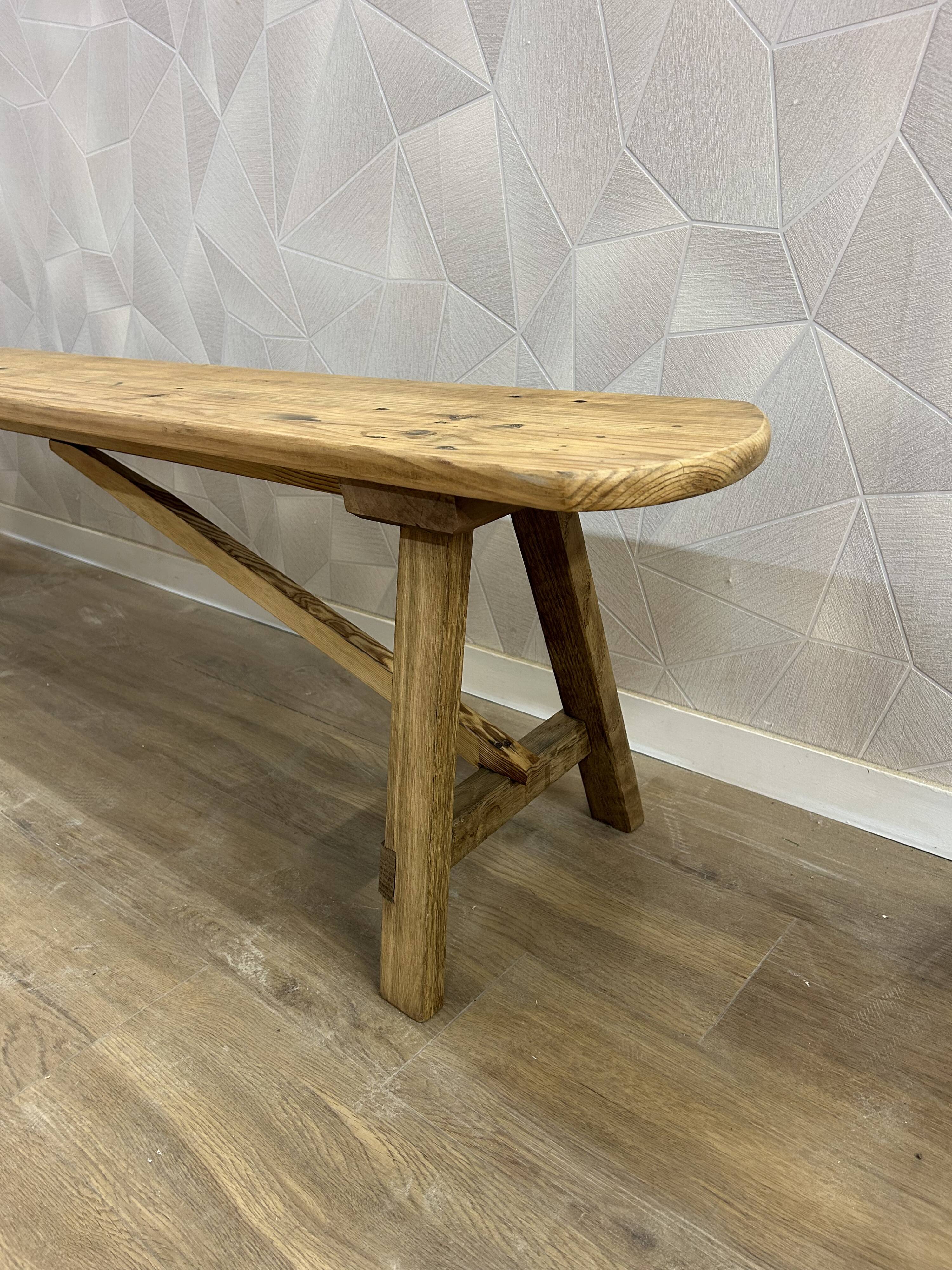 Solid wood farm bench stripped