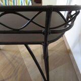 Vintage children's desk console bamboo rattan curved wood Thonet style 80s dark mahogany