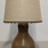 XL gourd lamp in ceramic and jute fabric, France circa 1960.