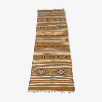 Tapis kilim couleur moutarde fait main en pure laine 70*200cm