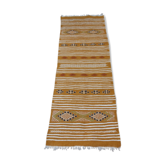Kilim carpet mustard color handmade in pure wool 70 * 200cm