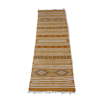 Tapis kilim couleur moutarde fait main en pure laine 70*200cm