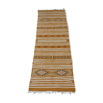 Tapis kilim couleur moutarde fait main en pure laine 70*200cm