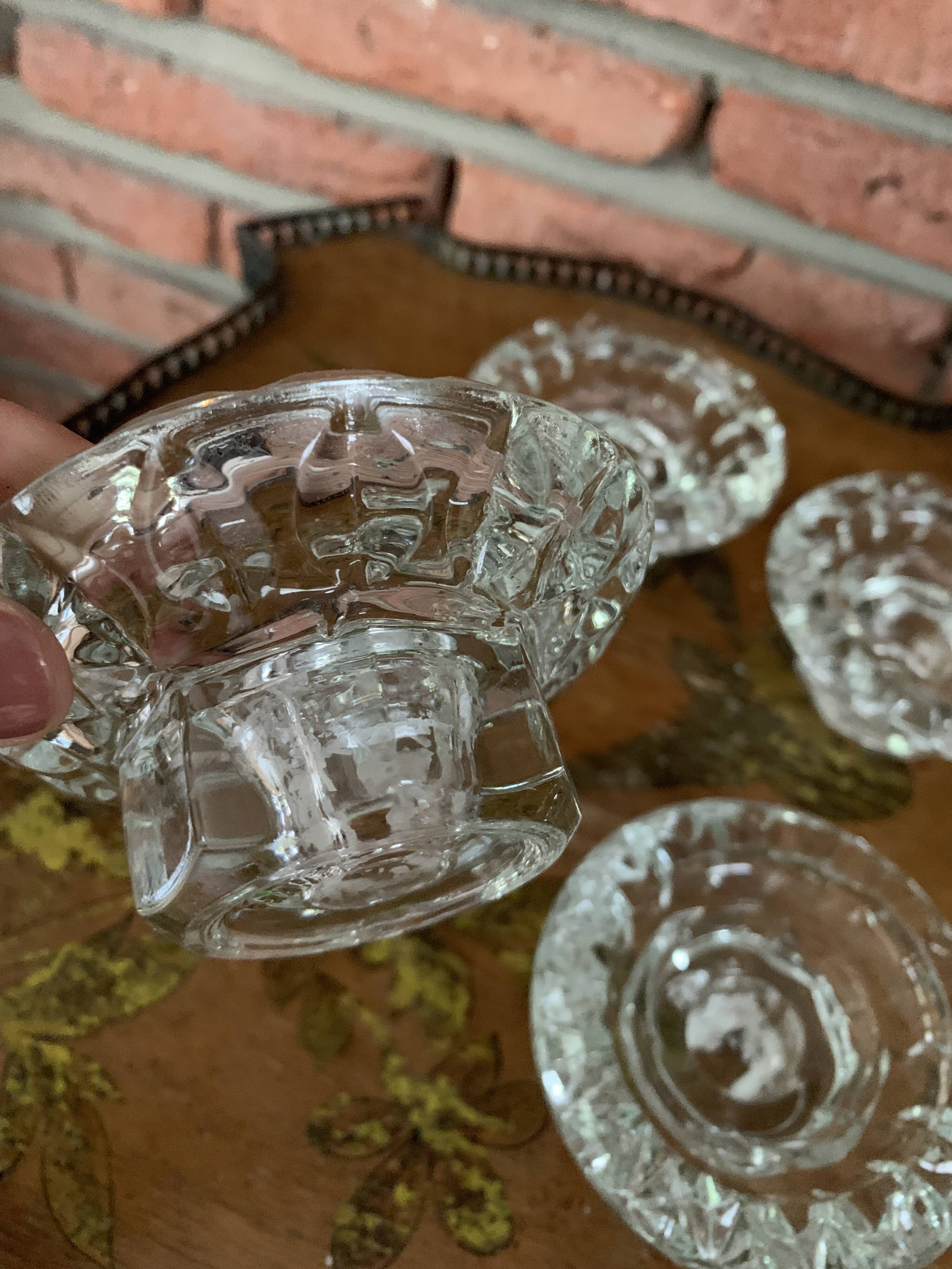 Lot 4 moulded glass candlesticks