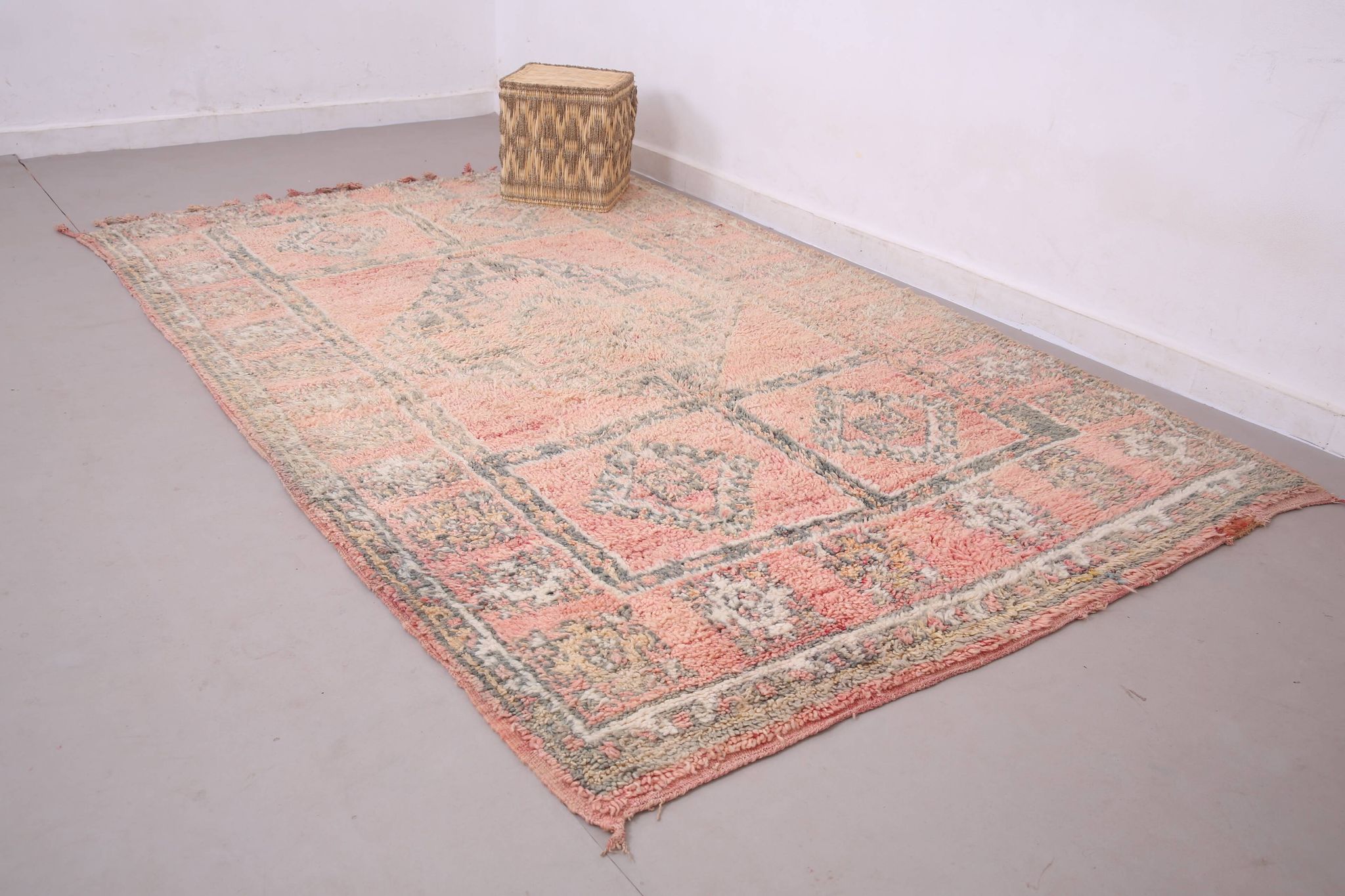 Tapis Boujaad marocain vintage 188 x 281 cm – Tapis berbère fait main en laine 100%