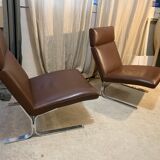 Lounge chair cuir marron