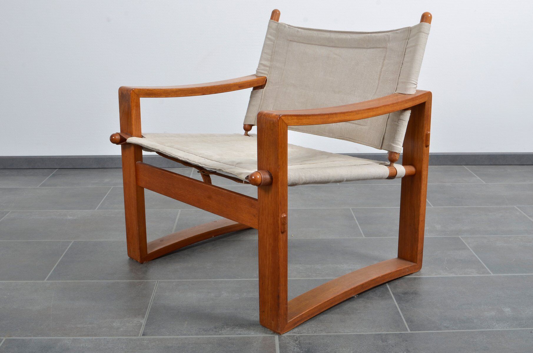 Mid-century mahogany safari chair by Burge Jensen for Bernstorffsminde M-belfabrik