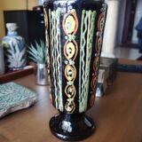 Enamelled terracotta vase - Signed 1950s